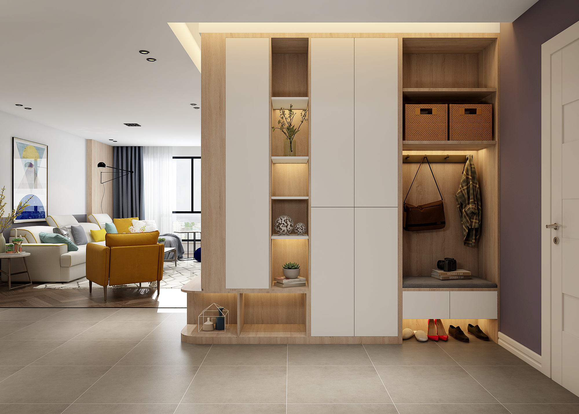 玄关只放鞋柜太亏了，2019年流行这样的玄关柜！（23款）